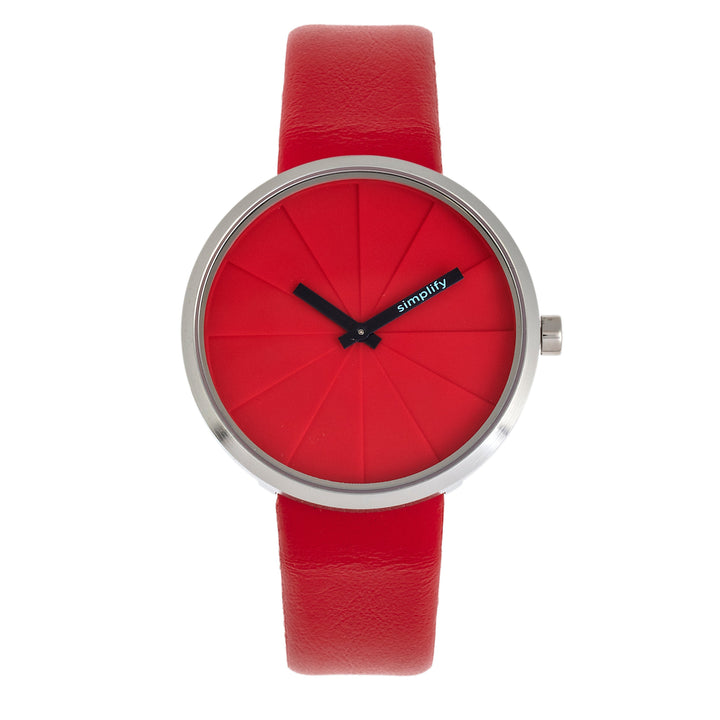 Simplify The 4000 Leather-Band Watch - Red