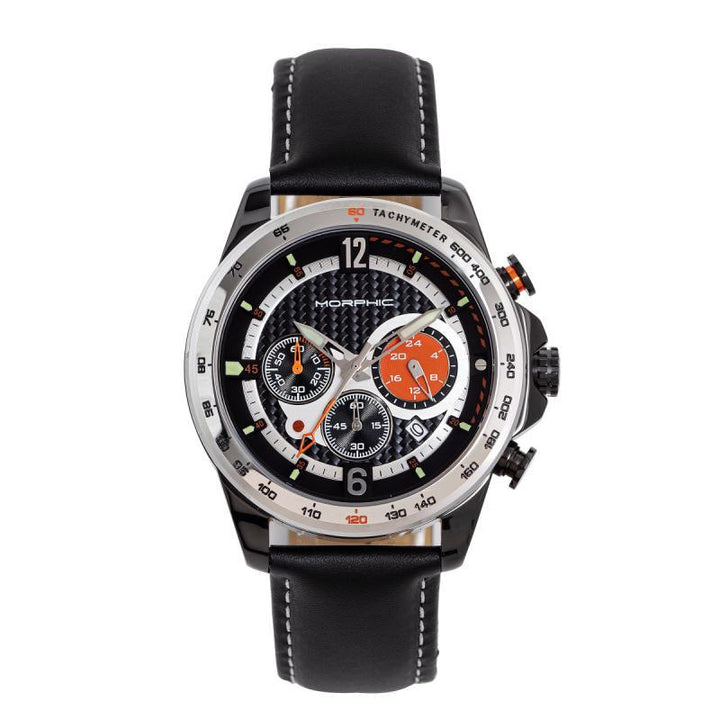 Morphic M88 Series Chronograph Leather-Band Watch w/Date