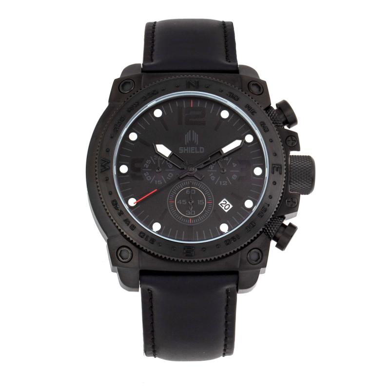 Shield Tesei Chronograph Leather-Band Men's Diver Watch w/Date