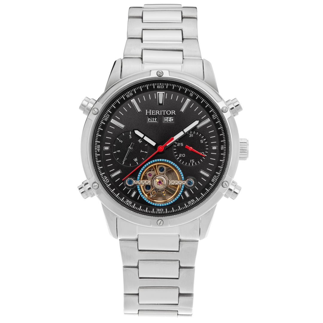 Heritor Automatic Wilhelm Semi-Skeleton Bracelet Watch w/Day/Date - Ruumur
