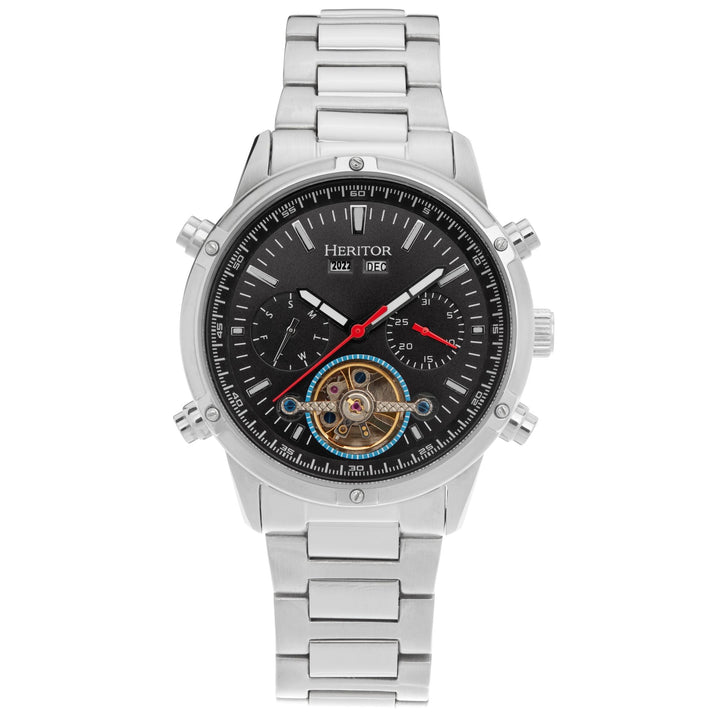 Heritor Automatic Wilhelm Semi-Skeleton Bracelet Watch w/Day/Date - Ruumur