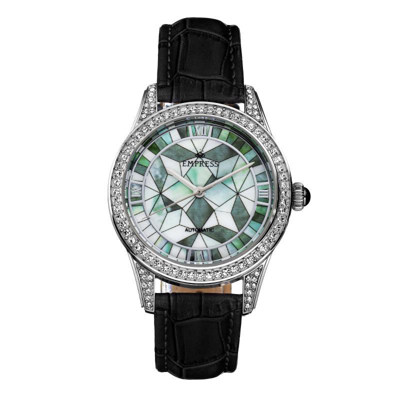 Empress Augusta Automatic Mosaic Mother-of-Pearl Leather-Band Watch