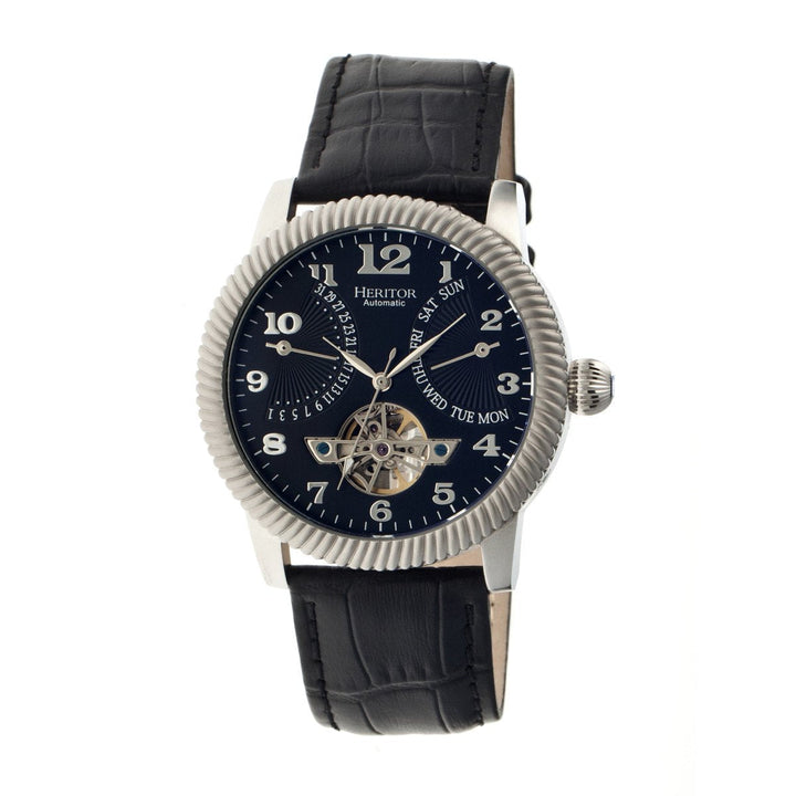 Heritor Automatic Piccard Semi-Skeleton Leather-Band Watch