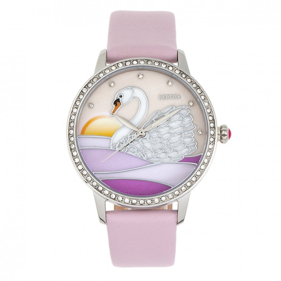 Bertha Grace MOP Leather-Band Watch