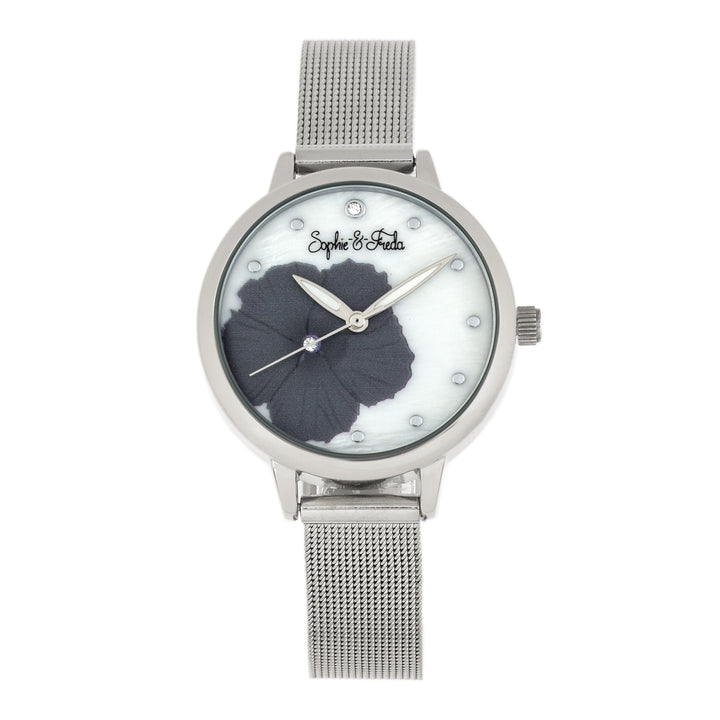 Sophie and Freda Raleigh Mother-Of-Pearl Bracelet Watch w/Swarovski Crystal