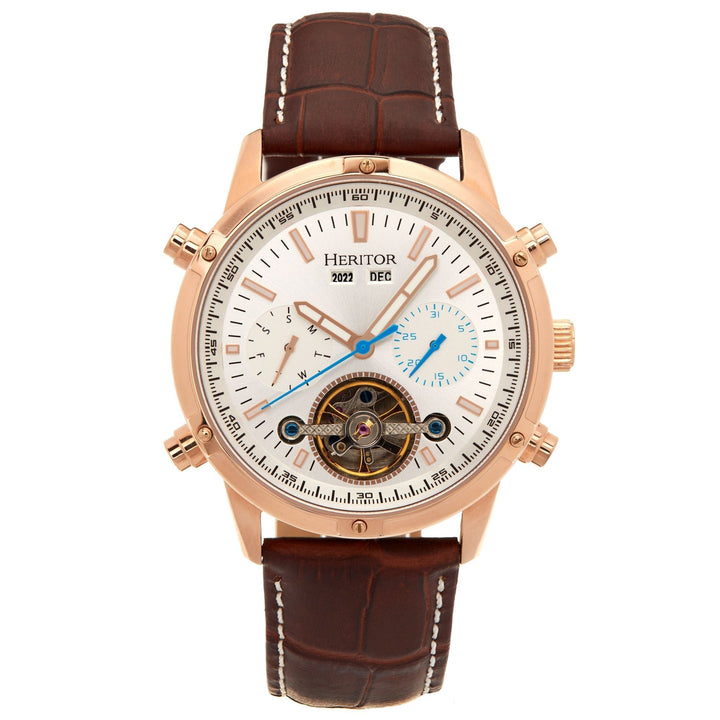 Heritor Automatic Wilhelm Semi-Skeleton Bracelet Watch w/Day/Date - Ruumur
