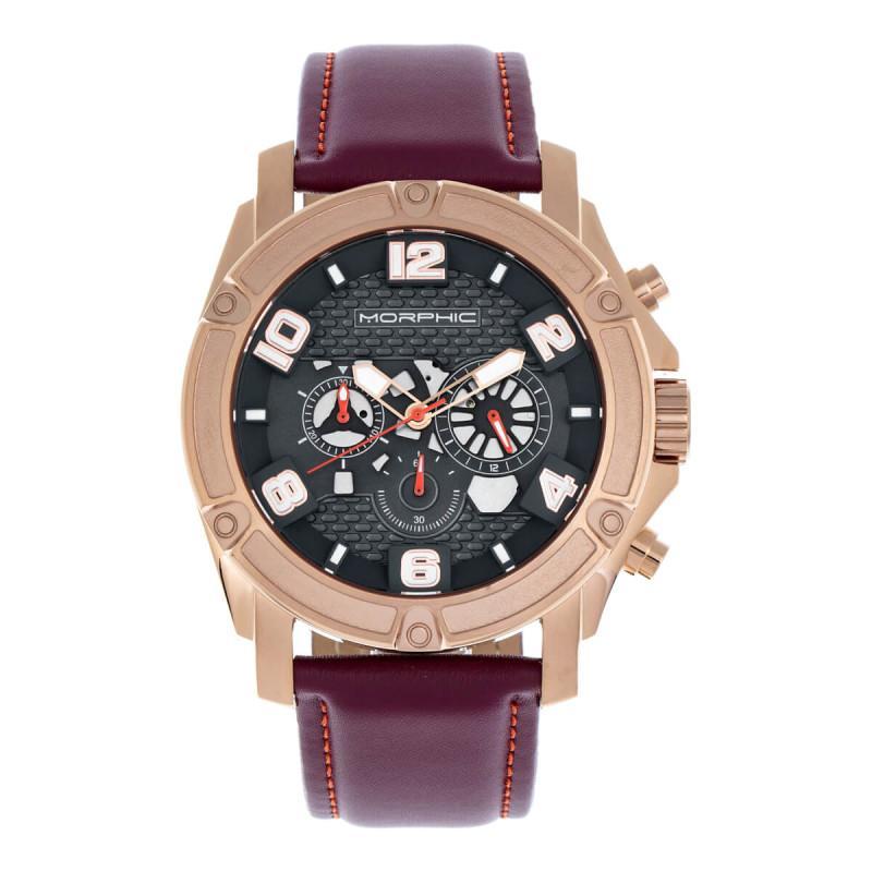 Morphic M73 Series Chronograph Leather-Band Watch