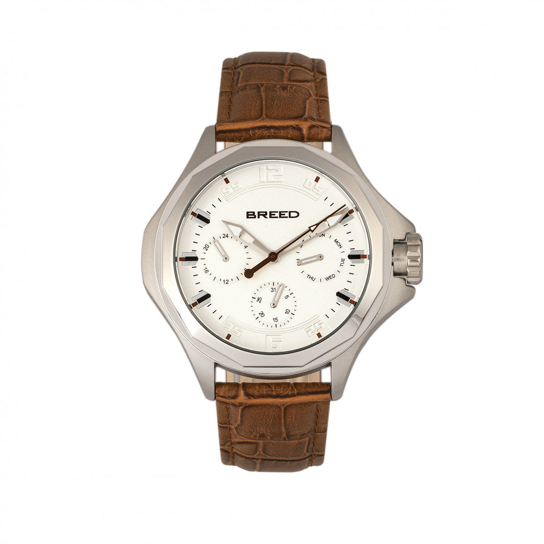 Breed Tempe Leather-Band Watch w/Day/Date