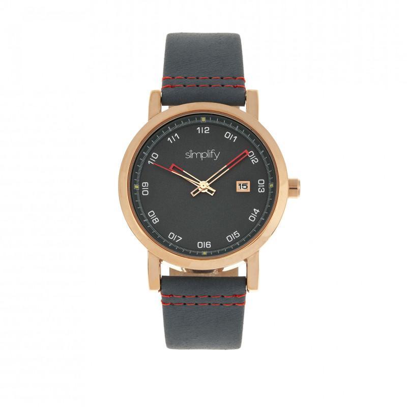 Simplify The 5300 Leather-Band Watch w/Date