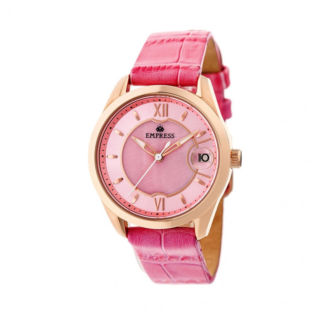 Empress Messalina Automatic MOP Leather-Band Watch w/Date
