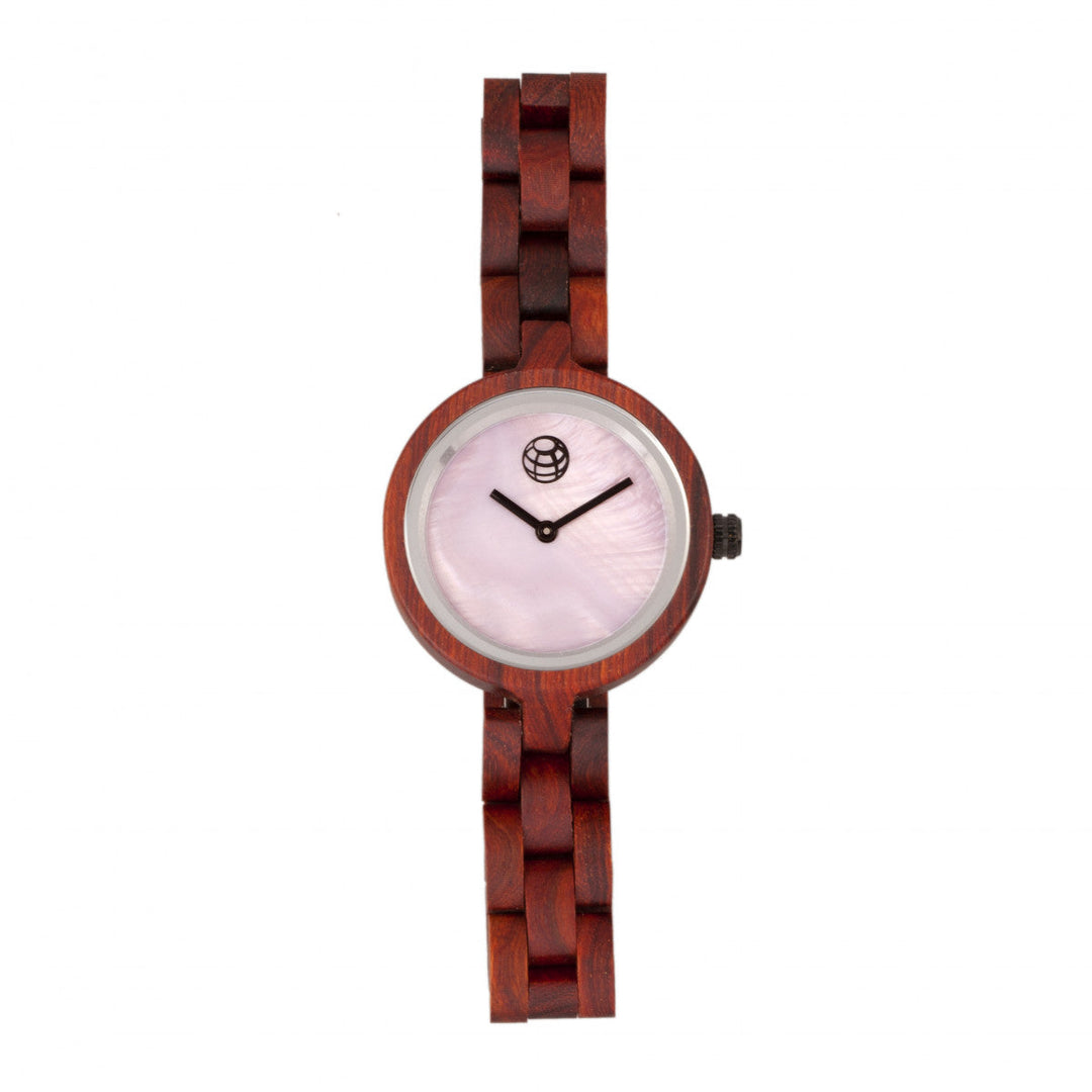 Earth Wood Wisteria Mother-Of-Pearl Bracelet Watch - Red