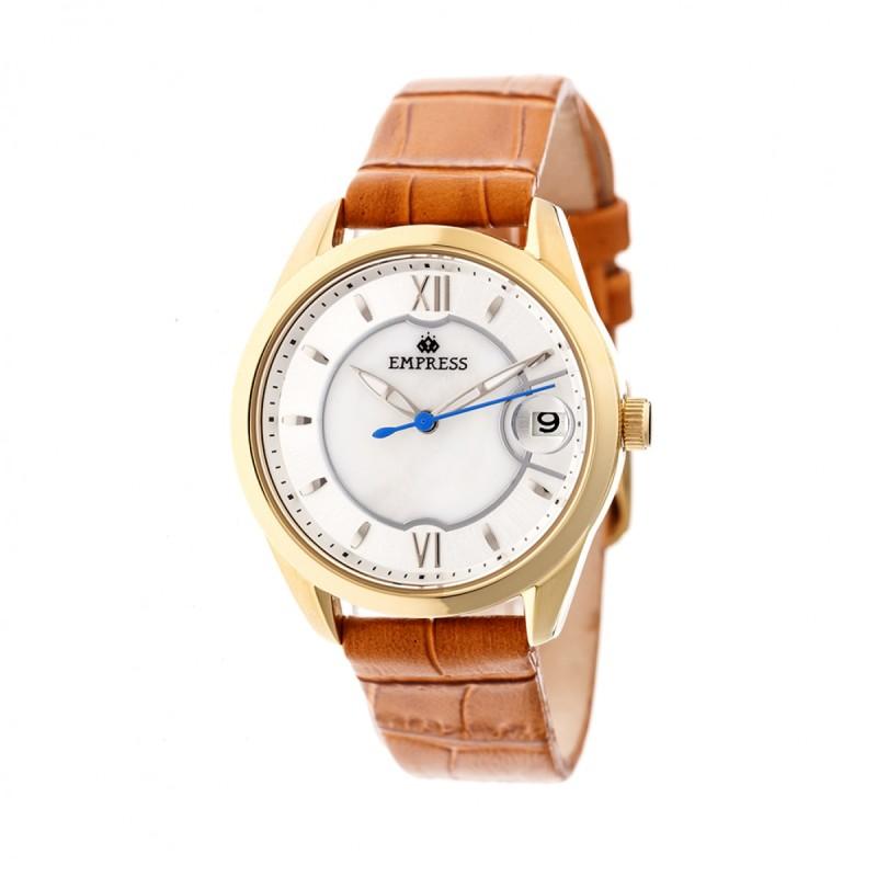 Empress Messalina Automatic MOP Leather-Band Watch w/Date