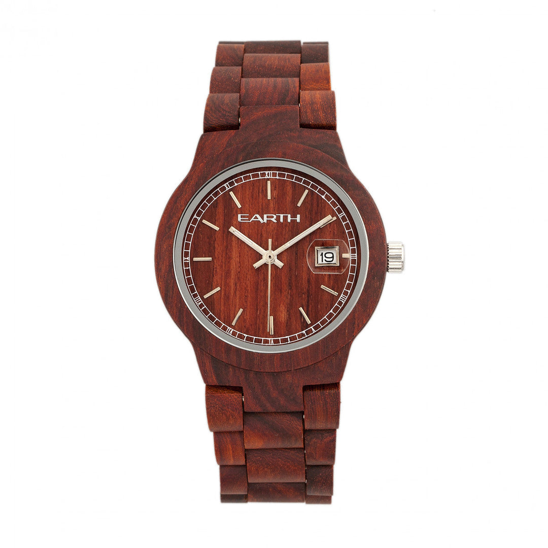 Earth Wood Biscayne Bracelet Watch w/Date - Red