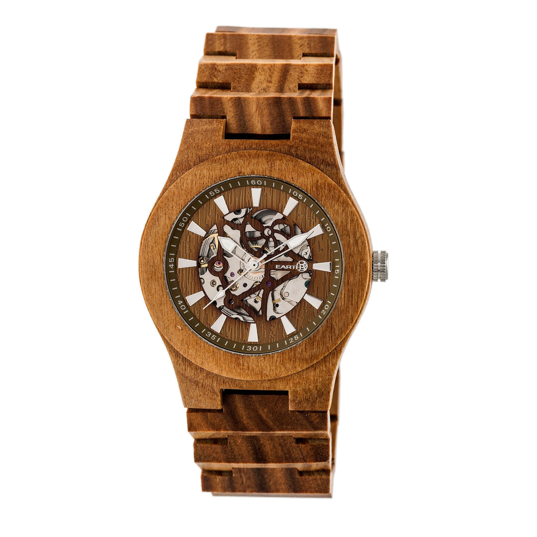 Earth Wood Gobi Automatic Skeleton Bracelet Watch - Olive