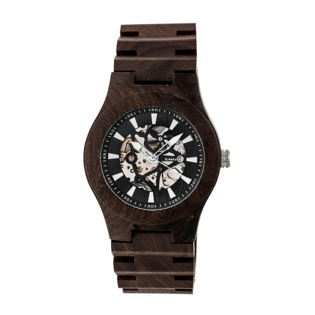 Earth Wood Gobi Automatic Skeleton Bracelet Watch - Dark Brown
