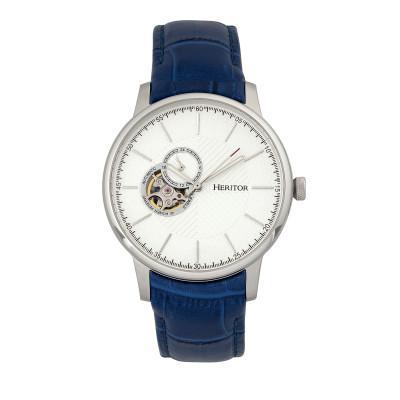 Heritor Automatic Landon Semi-Skeleton Leather-Band Watch