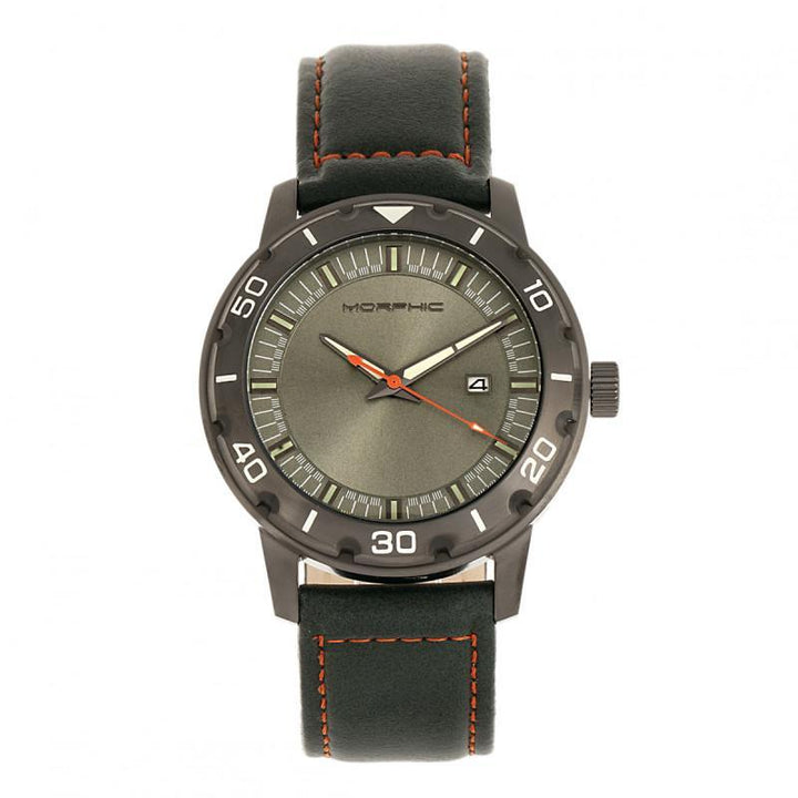 Morphic M71 Series Leather-Band Watch w/Date