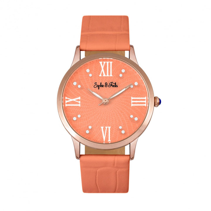 Sophie & Freda Sonoma Leather-Band Watch w/Swarovski Crystals