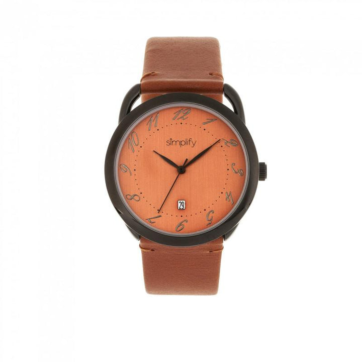 Simplify The 4900 Leather-Band Watch w/Date