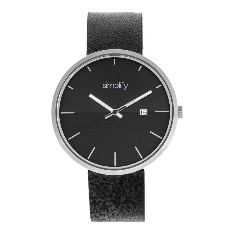 Simplify The 6400 Leather-Band Watch w/Date