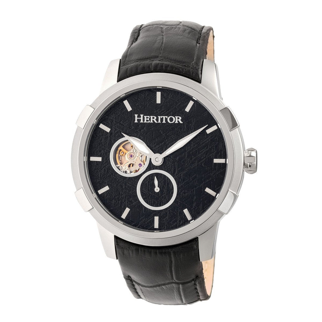 Heritor Automatic Callisto Semi-Skeleton Leather-Band Watch