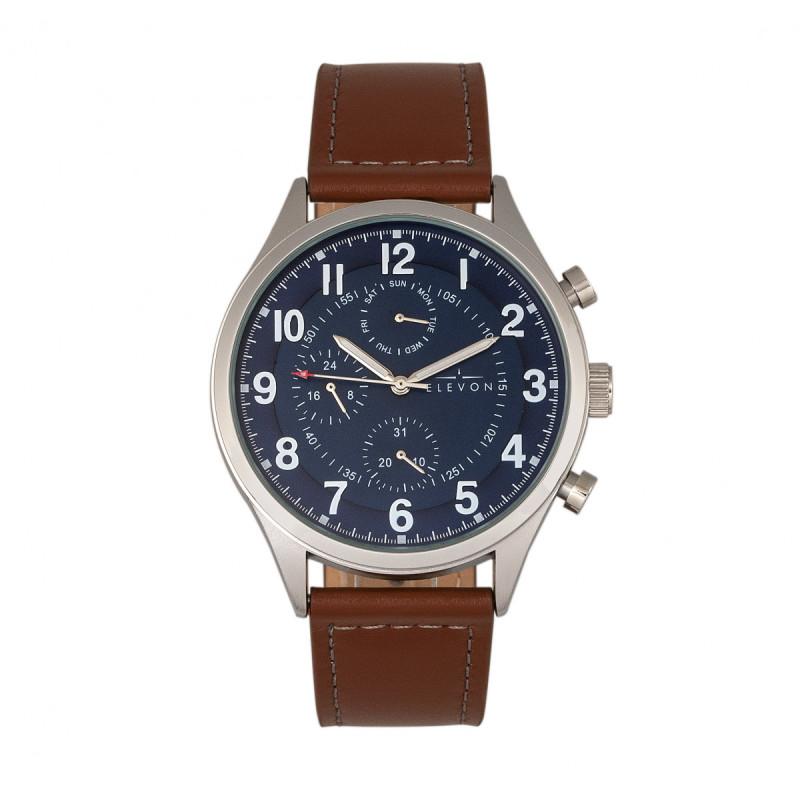 Elevon Lindbergh Leather-Band Watch w/Day/Date