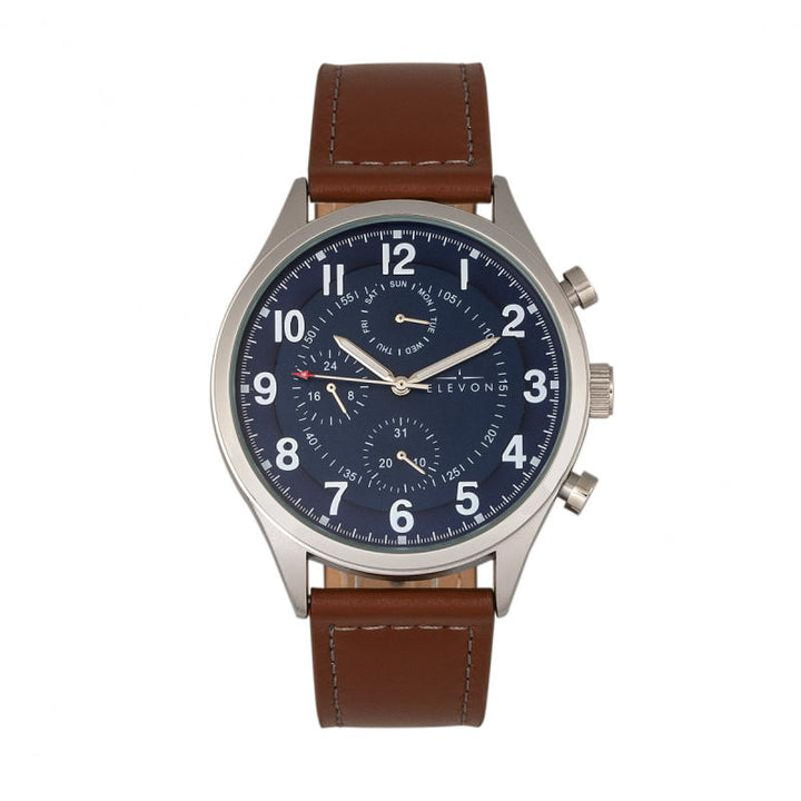 Elevon Lindbergh Leather-Band Watch w/Day/Date