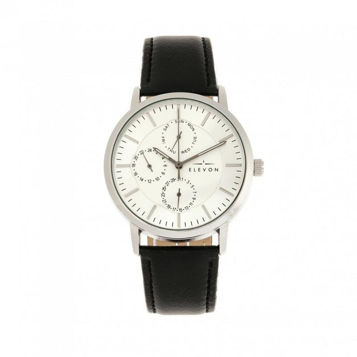 Elevon Lear Leather-Band Watch w/Day/Date