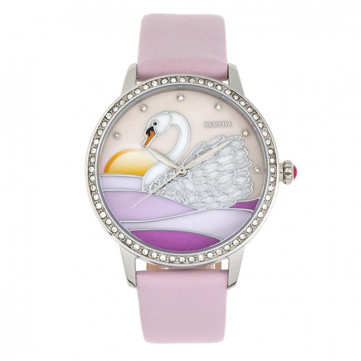 Bertha Grace MOP Leather-Band Watch