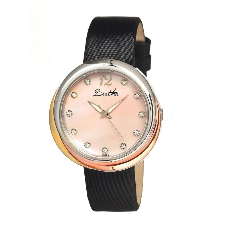 Bertha Jean MOP Leather-Band Ladies Watch