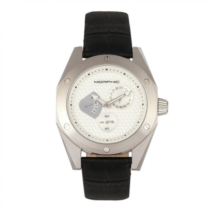 Morphic M46 Series Leather-Band Men's Watch w/Date - Ruumur
