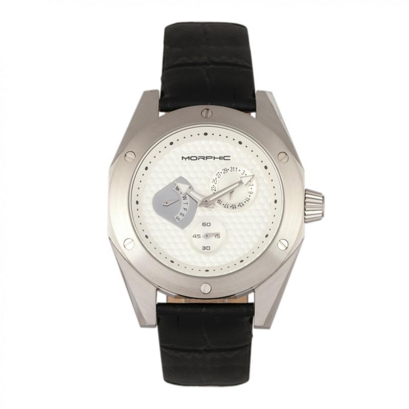 Morphic M46 Series Leather-Band Men's Watch w/Date - Ruumur