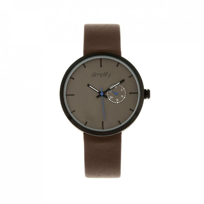 Simplify The 3900 Leather-Band Watch w/ Date