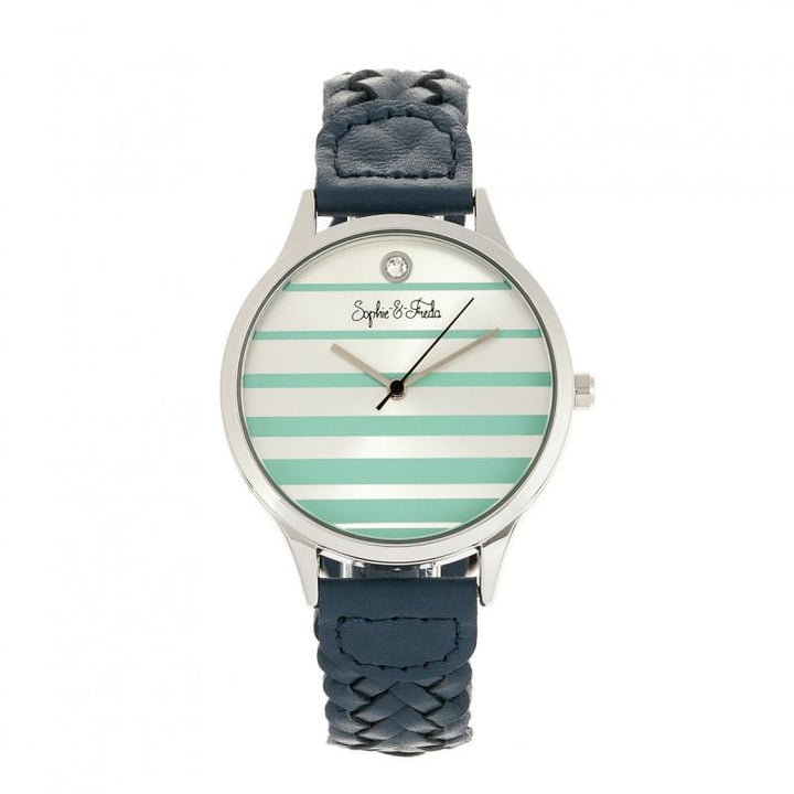 Sophie & Freda Tucson Leather-Band Watch w/Swarovski Crystals