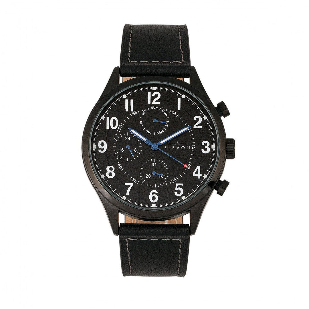 Elevon Lindbergh Leather-Band Watch w/Day/Date