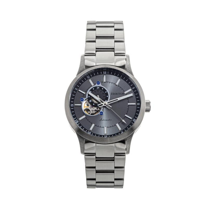 Heritor Automatic Oscar Semi-Skeleton Leather-Band Watch