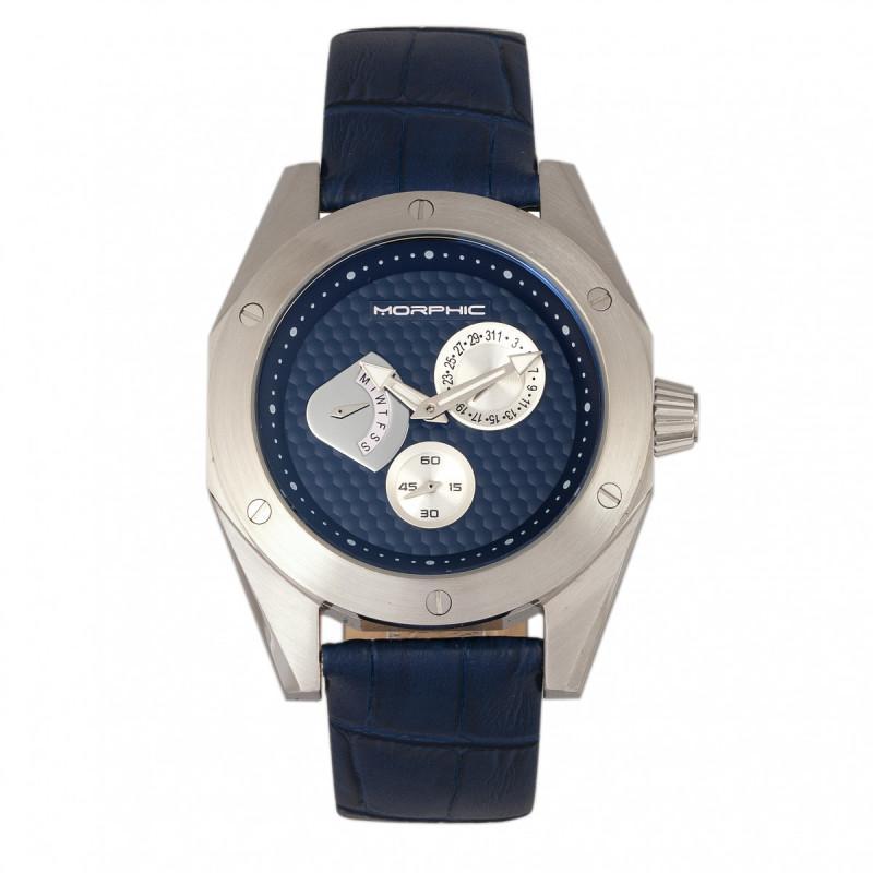 Morphic M46 Series Leather-Band Men's Watch w/Date - Ruumur