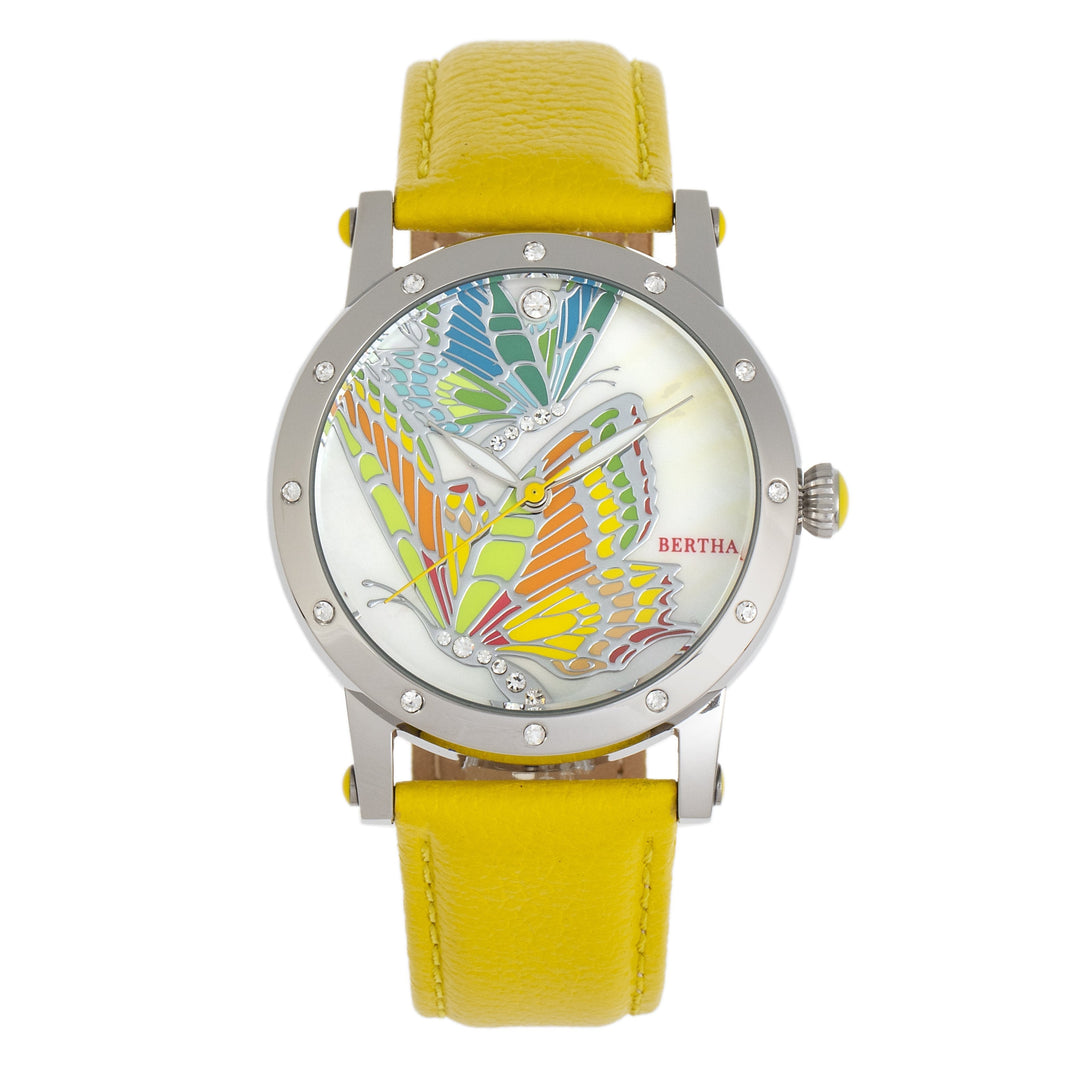 Bertha Isabella MOP Leather-Band Ladies Watch