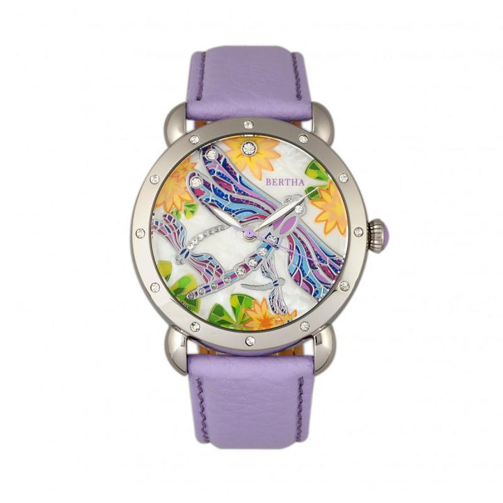 Bertha Jennifer MOP Leather-Band Ladies Watch