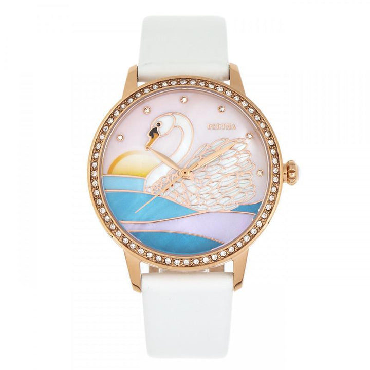 Bertha Grace MOP Leather-Band Watch