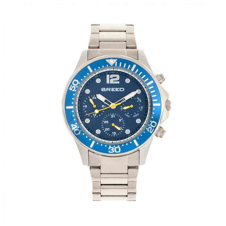 Breed Pegasus Bracelet Watch w/Day/Date  - Blue/Silver