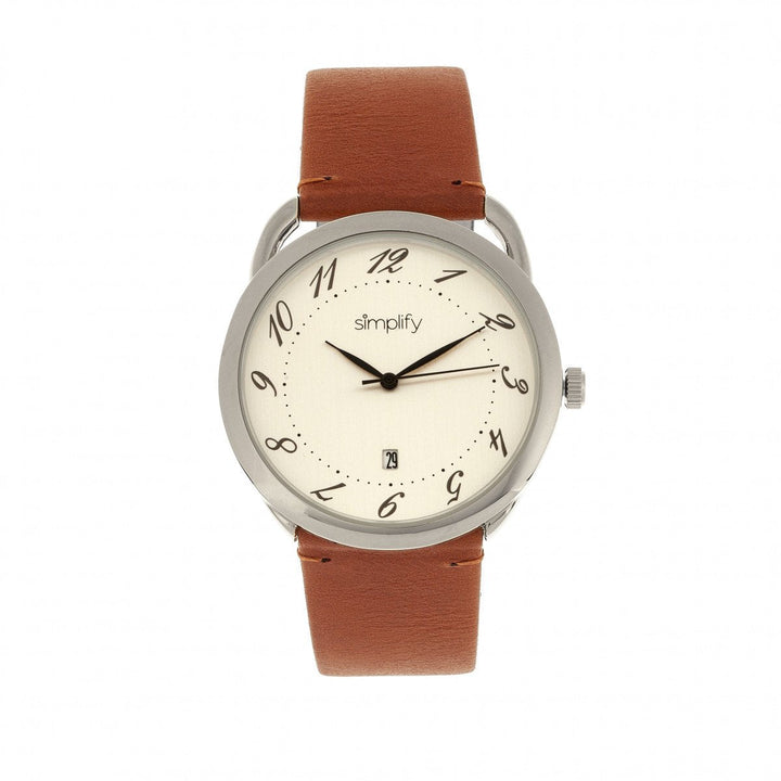 Simplify The 4900 Leather-Band Watch w/Date