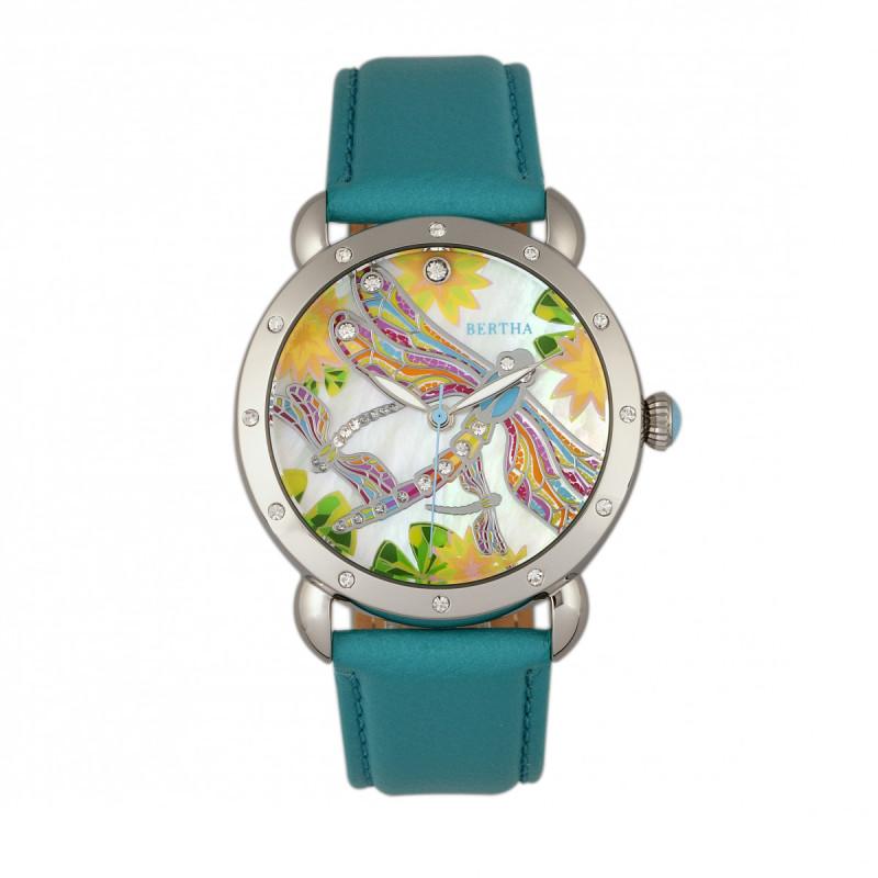 Bertha Jennifer MOP Leather-Band Ladies Watch