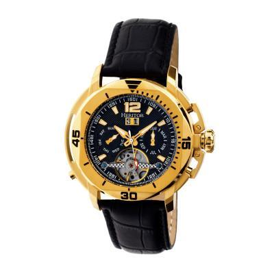 Heritor Automatic Lennon Semi-Skeleton Leather-Band Watch