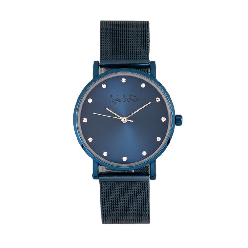 Sophie & Freda Savannah Mesh Bracelet Watch w/Swarovski Crystals