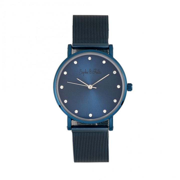 Sophie & Freda Savannah Mesh Bracelet Watch w/Swarovski Crystals