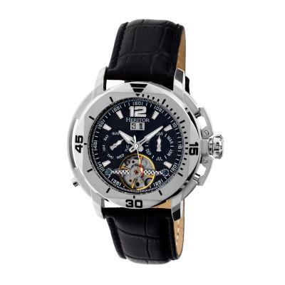 Heritor Automatic Lennon Semi-Skeleton Leather-Band Watch