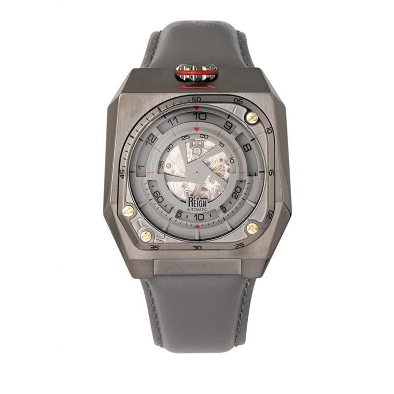 Reign Asher Automatic Sapphire Crystal Leather-Band Watch