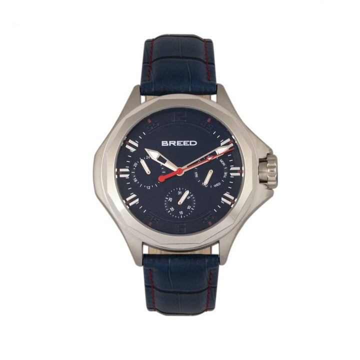 Breed Tempe Leather-Band Watch w/Day/Date