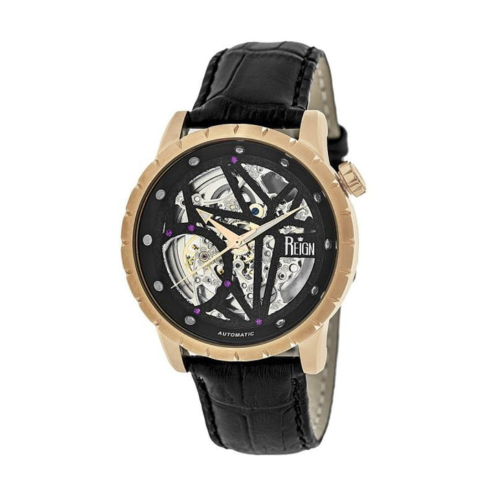 Reign Xavier Automatic Skeleton Leather-Band Watch